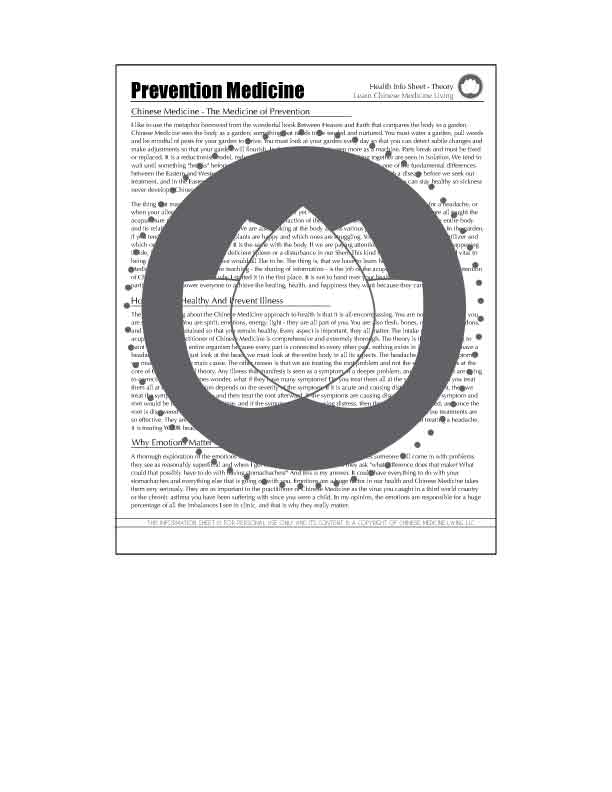 Prevention Medicine | Learn Chinese Medicine Living
